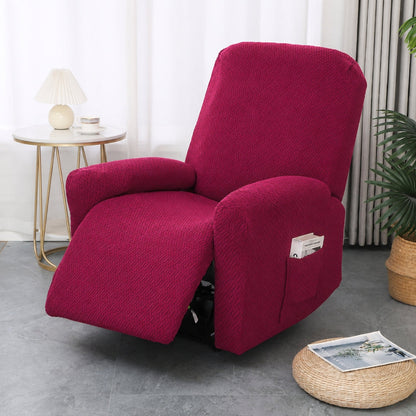 Recliner Hoes met Zijvak – Zachte Beschermhoes voor Relaxstoel Loungestoel Fauteuil Verstelbare Stoel 1-persoons Zwart Grijs Crème Beige