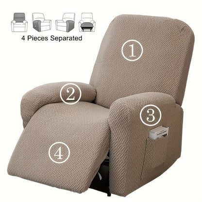 Recliner Hoes met Zijvak – Zachte Beschermhoes voor Relaxstoel Loungestoel Fauteuil Verstelbare Stoel 1-persoons Zwart Grijs Crème Beige