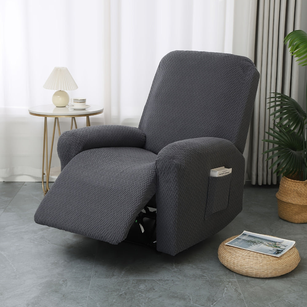 Recliner Hoes met Zijvak – Zachte Beschermhoes voor Relaxstoel Loungestoel Fauteuil Verstelbare Stoel 1-persoons Zwart Grijs Crème Beige