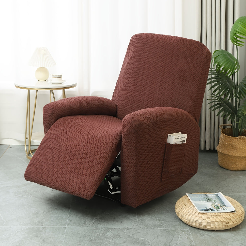 Recliner Hoes met Zijvak – Zachte Beschermhoes voor Relaxstoel Loungestoel Fauteuil Verstelbare Stoel 1-persoons Zwart Grijs Crème Beige