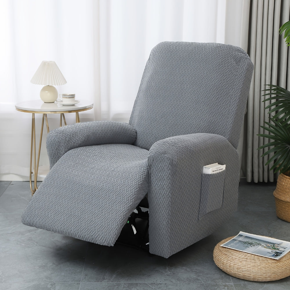Recliner Hoes met Zijvak – Zachte Beschermhoes voor Relaxstoel Loungestoel Fauteuil Verstelbare Stoel 1-persoons Zwart Grijs Crème Beige