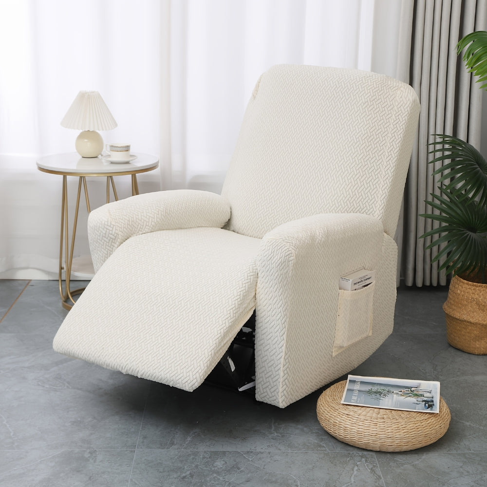 Recliner Hoes met Zijvak – Zachte Beschermhoes voor Relaxstoel Loungestoel Fauteuil Verstelbare Stoel 1-persoons Zwart Grijs Crème Beige