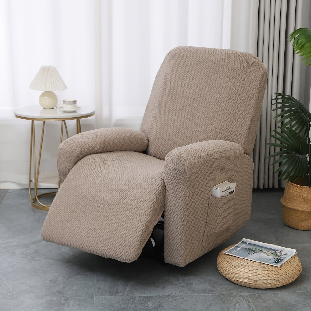 Recliner Hoes met Zijvak – Zachte Beschermhoes voor Relaxstoel Loungestoel Fauteuil Verstelbare Stoel 1-persoons Zwart Grijs Crème Beige
