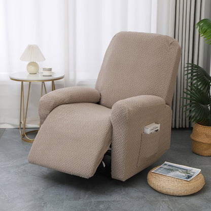 Recliner Hoes met Zijvak – Zachte Beschermhoes voor Relaxstoel Loungestoel Fauteuil Verstelbare Stoel 1-persoons Zwart Grijs Crème Beige