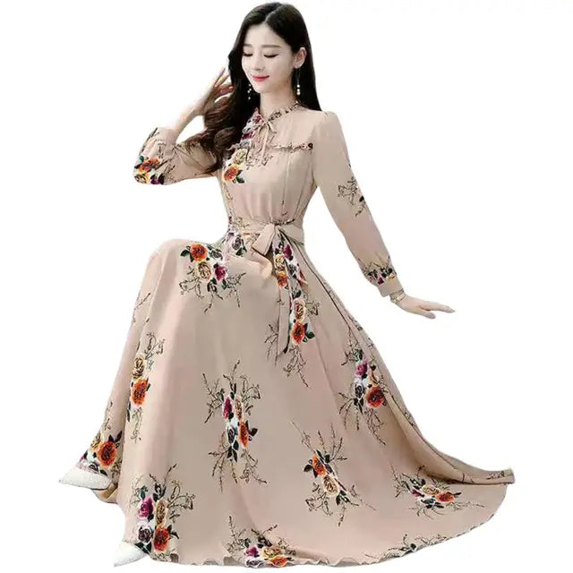 Maxi Jurk Lang Mouwen Elegant Zwart - StudioMarella