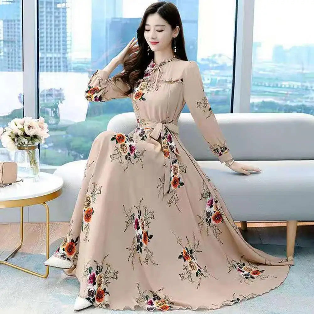 Maxi Jurk Lang Mouwen Elegant Zwart