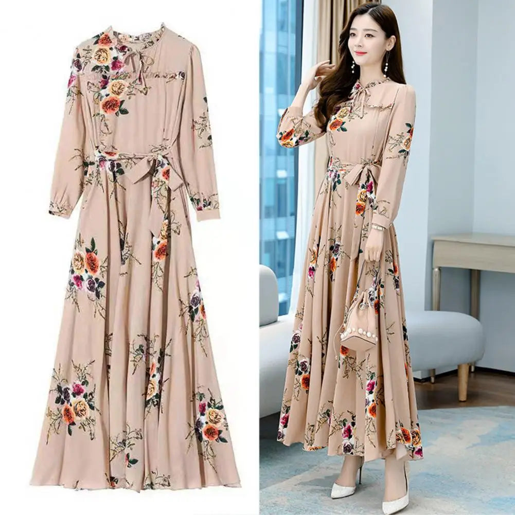 Maxi Jurk Lang Mouwen Elegant Zwart