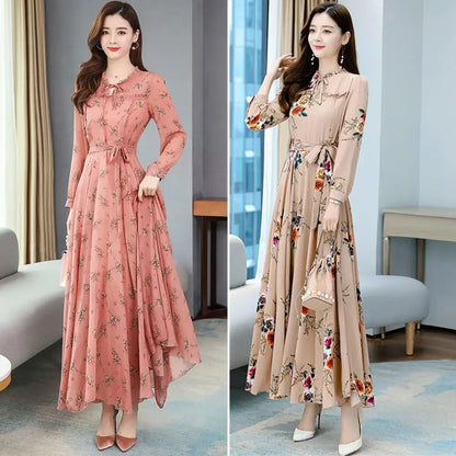 Maxi Jurk Lang Mouwen Elegant Zwart