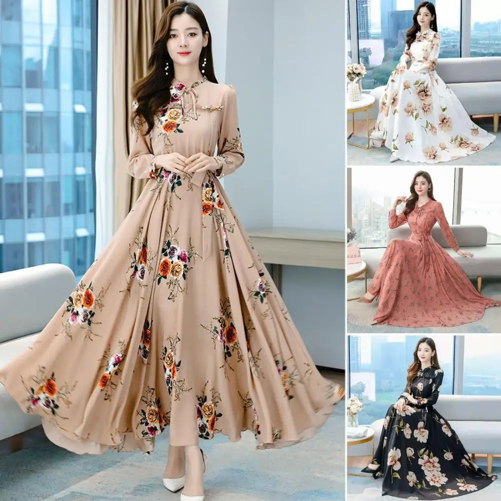 Maxi Jurk Lang Mouwen Elegant Zwart