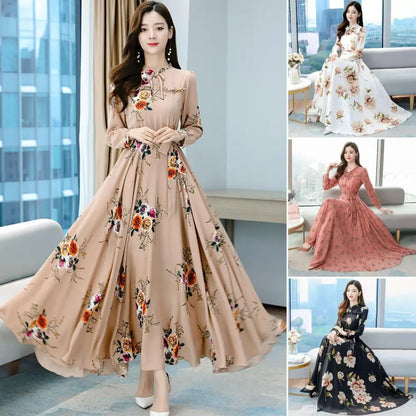 Maxi Jurk Lang Mouwen Elegant Zwart