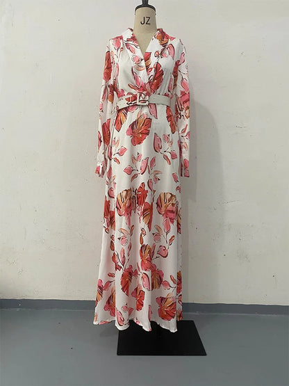 Bloemenprint Maxi Jurk V-Hals Zomerjurk Elegance
