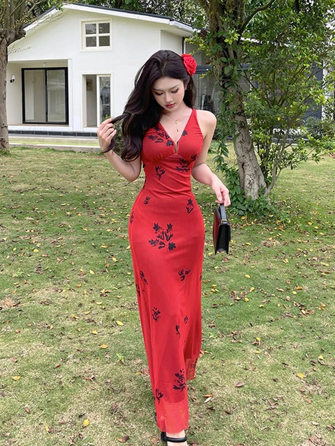 Zomerjurk Strandjurk V-hals met Bloemenprints - StudioMarella
