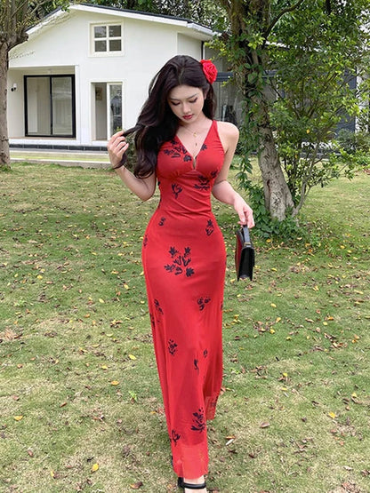 Zomerjurk Strandjurk V-hals met Bloemenprints - StudioMarella