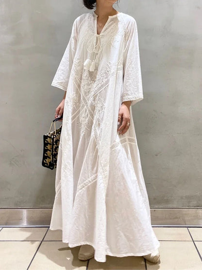 Elegante V-Hals Jurk Lange Zomerjurk voor Vrouw