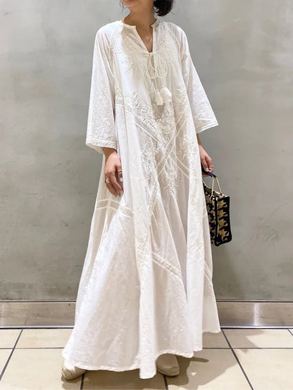 Elegante V-Hals Jurk Lange Zomerjurk voor Vrouw