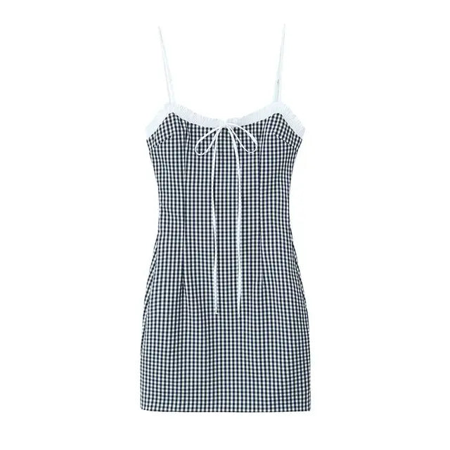 Zomerse Jurk Mini Sling met Ruitpatroon - StudioMarella