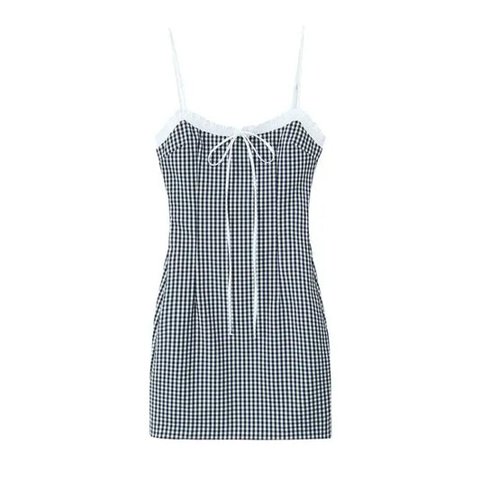 Zomerse Jurk Mini Sling met Ruitpatroon - StudioMarella