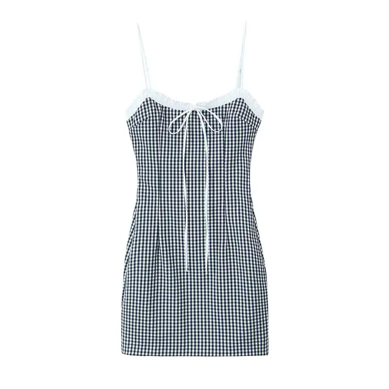 Zomerse Jurk Mini Sling met Ruitpatroon