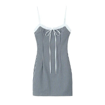 Zomerse Jurk Mini Sling met Ruitpatroon