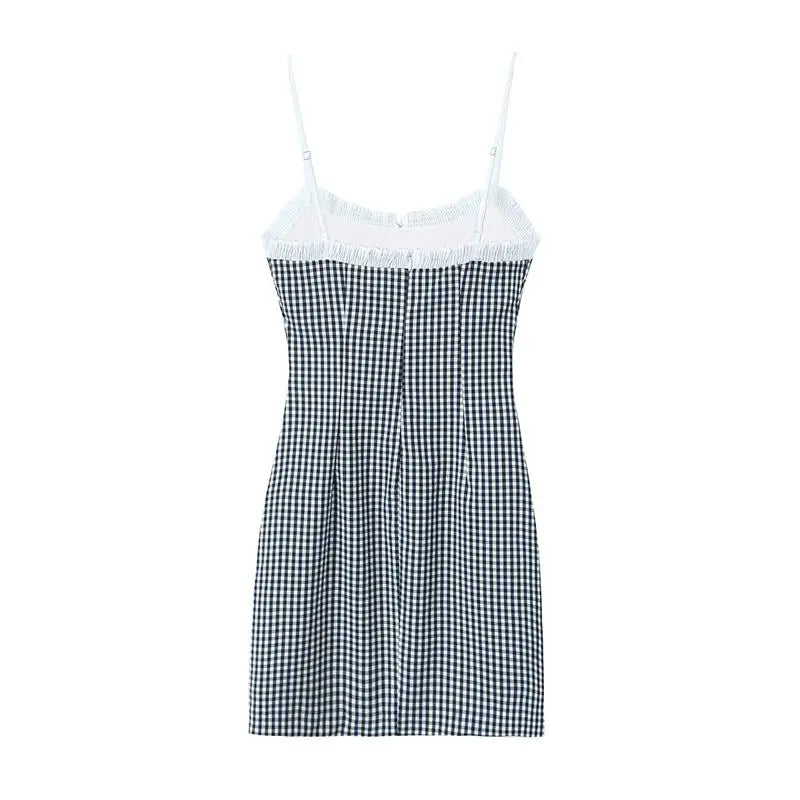 Zomerse Jurk Mini Sling met Ruitpatroon