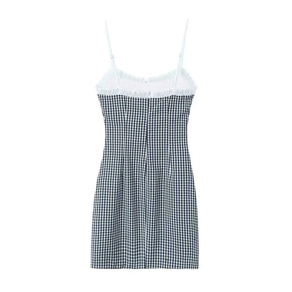 Zomerse Jurk Mini Sling met Ruitpatroon