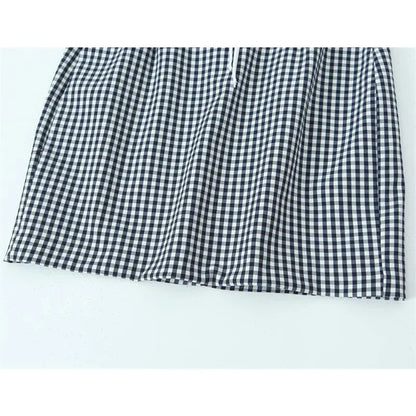 Zomerse Jurk Mini Sling met Ruitpatroon