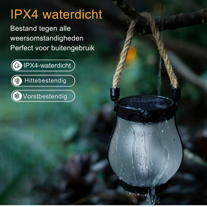 Zonne-energie Lantaarn Vlam Effect 22 LED 25,5cm Buiten Tuin Terras Hangend Zonne-energie Sfeerverlichting Henneptouw Waterdicht