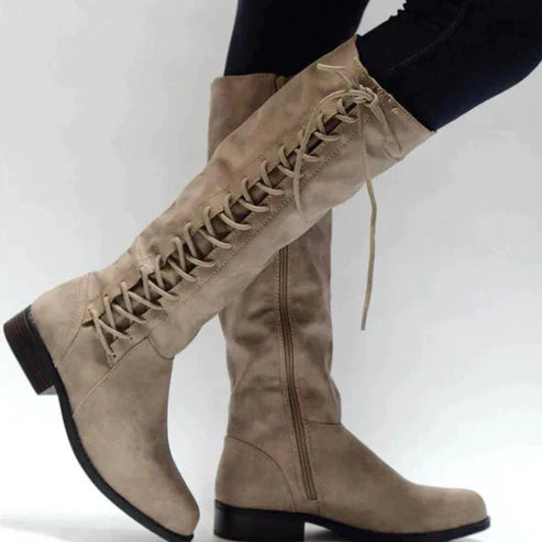Dames Laarzen Leer Elegante Veteran Stijl
