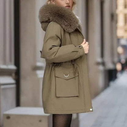 Donswitte Winterjas voor Vrouw Warm en Waterdicht