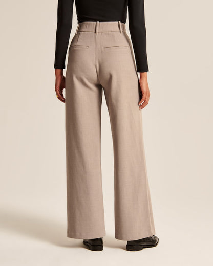 Wijde Broek Taupe Modieus Comfortabel Design