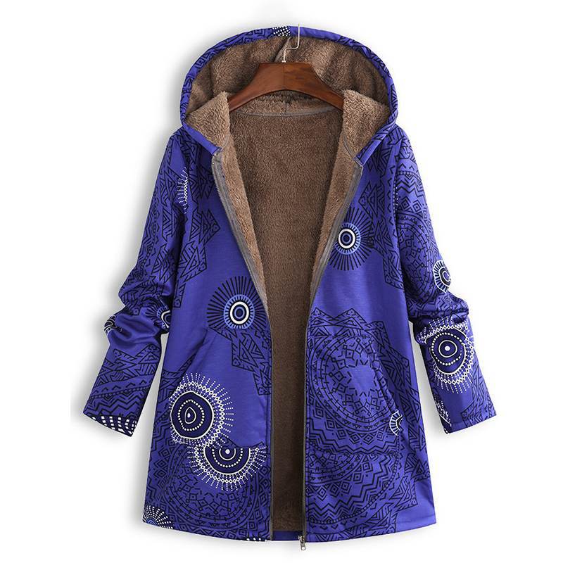 Vrouwelijke Fleece Jas Warm met Bohemian Print
