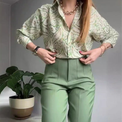 Dames Broekpak Met Print - Elegant en Comfortabel Werkpak