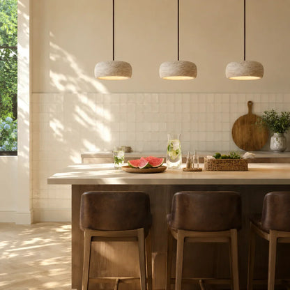 Travertijn Hanglamp Vintage Crème Natuursteen Wabi Sabi Stijl Eetkamer Slaapkamer