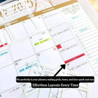 Planner Sjablonenset van Doorzichtig Mylar voor Strakke Lijnen en Checklists