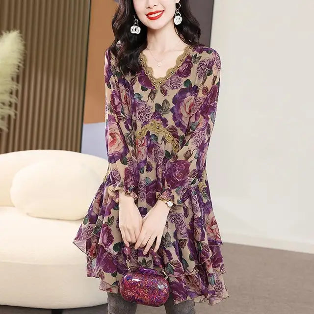 Vrouwelijke Blouse Bloemenprint Elegante Stijl - StudioMarella