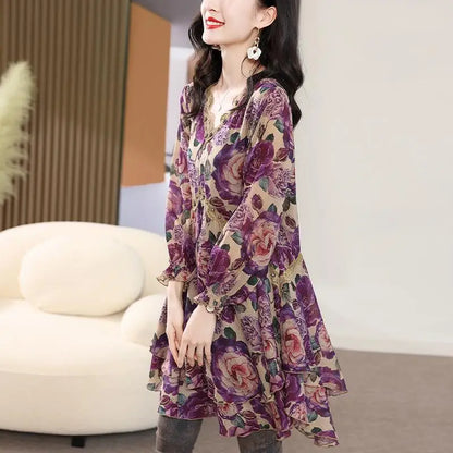 Vrouwelijke Blouse Bloemenprint Elegante Stijl