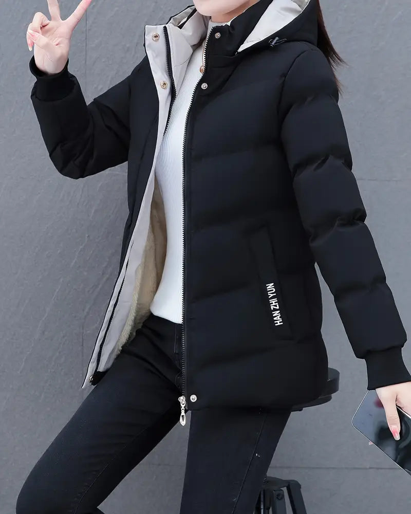 Kara Dames Jas Winter | Warm Met Capuchon, Casual Lange Dames Jas 1