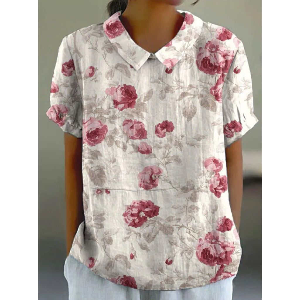 Vrouwelijke Blouse Casual Bloemenprint Zomerse Stijl