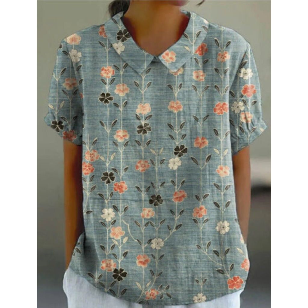 Vrouwelijke Blouse Bloesemprint Zomerse Stijl