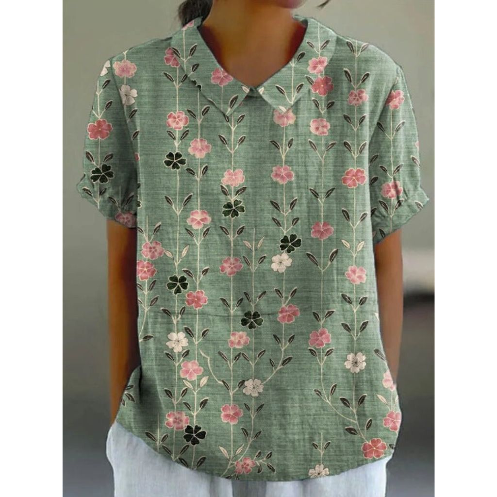 Vrouwelijke Blouse Bloesemprint Zomerse Stijl