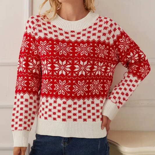 Dames Kersttrui Acryl Sneeuwvlok Design Kerstmuts - StudioMarella