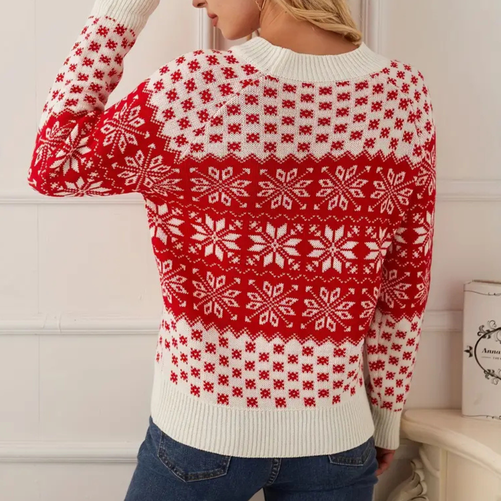 Karla Dames Kersttrui | 100% Acryl, Foute Kersttrui Met Sneeuwvlokdessin 5