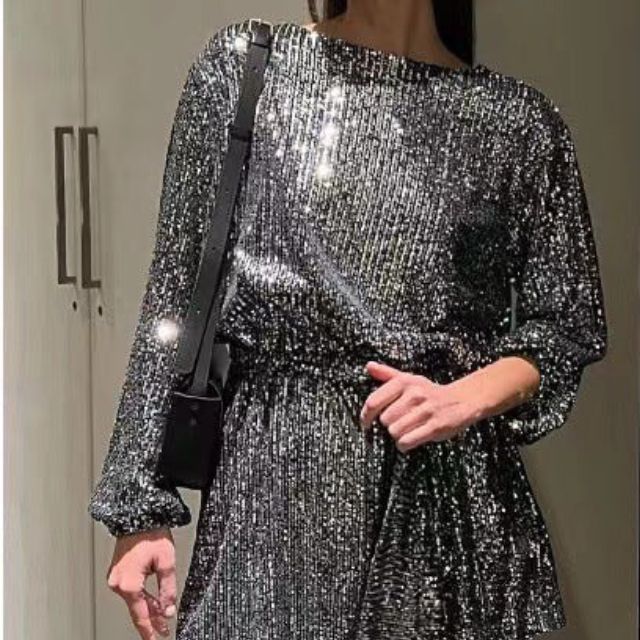Pailletten Mini Jurk Glitter Glinsterend Feestjurk