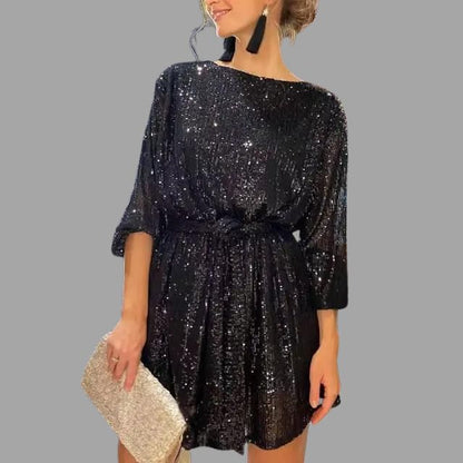 Pailletten Mini Jurk Glitter Glinsterend Feestjurk