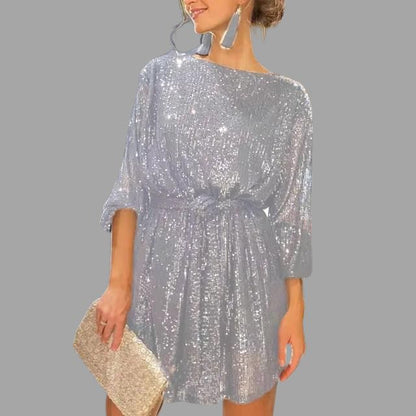 Pailletten Mini Jurk Glitter Glinsterend Feestjurk