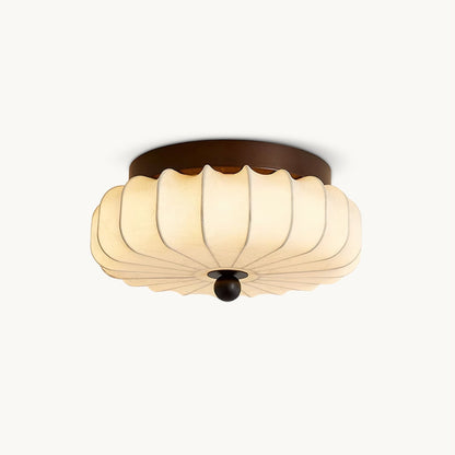 Plafondlamp met Walnoot Frame en Stoffen Kap – Vintage Design met Geïntegreerde LED