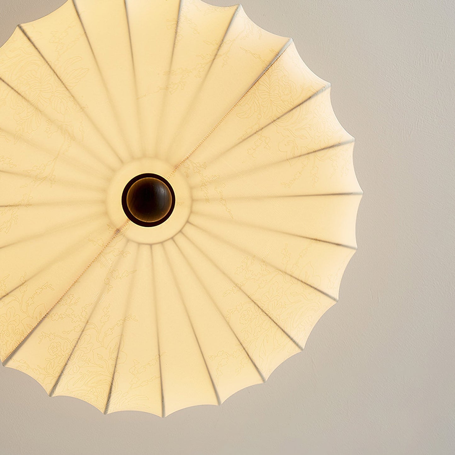 Plafondlamp met Walnoot Frame en Stoffen Kap – Vintage Design met Geïntegreerde LED
