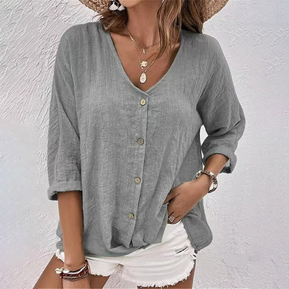 V-hals T-shirt Casual Dame Relax Fit