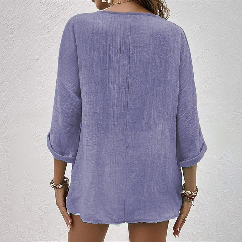 V-hals T-shirt Casual Dame Relax Fit