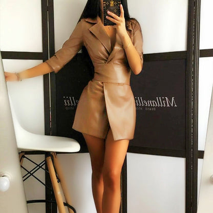 Vrouwelijke Romper Jumpsuit Caramel Kleur Elegante Stijl